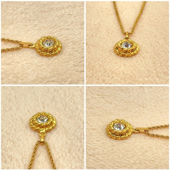 Auth Chanel Rhinestone GD Engraved
Necklace W/Box - Picture 9 of 12